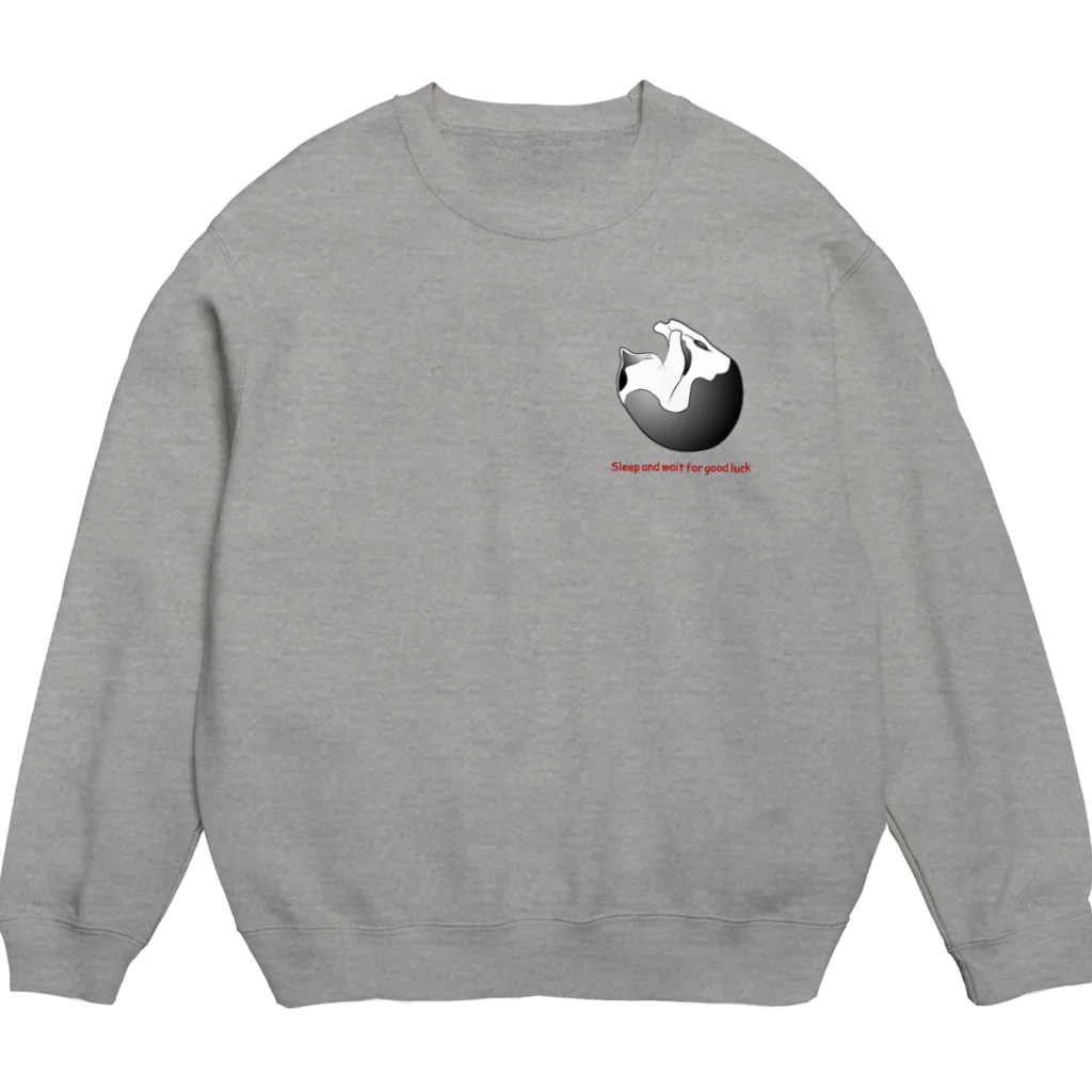 猫ねむりzzz..の白黒猫：まんまる(ワンポイント) Crew Neck Sweatshirt