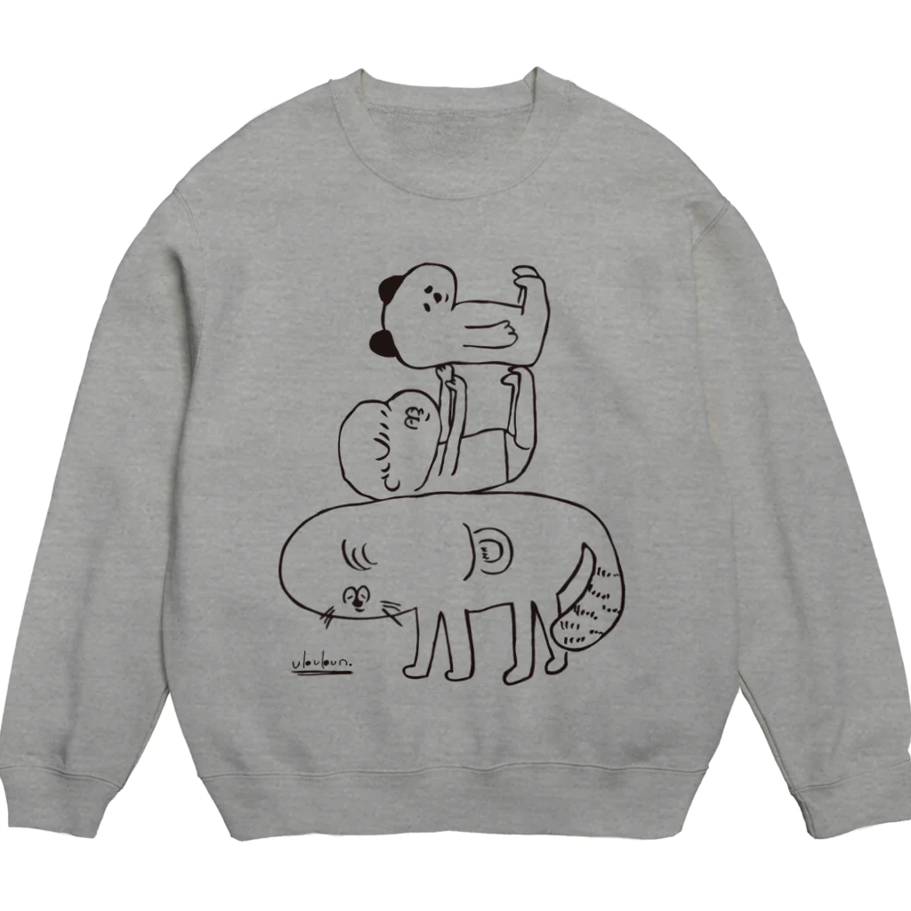 SHOP味み suzuri店の犬と赤子とイタチ Crew Neck Sweatshirt