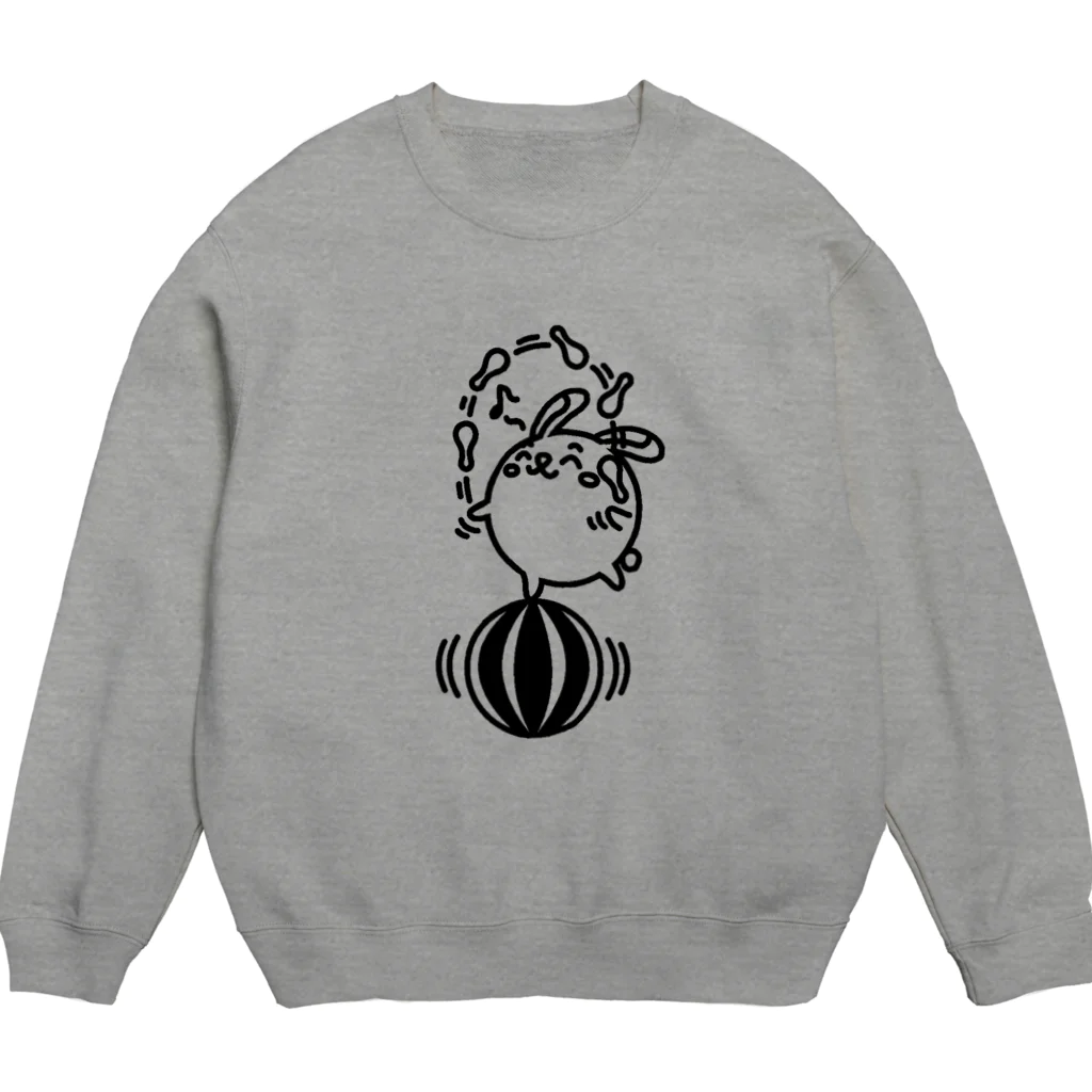 まるコロッ。のウサコロまる・ジャグリング２（線画：黒バージョン） Crew Neck Sweatshirt