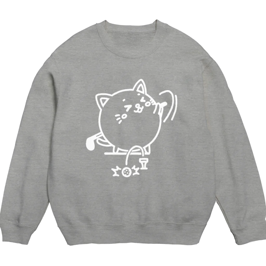 まるコロッ。のニャンコロまる・ゴルフ（線画：白バージョン） Crew Neck Sweatshirt