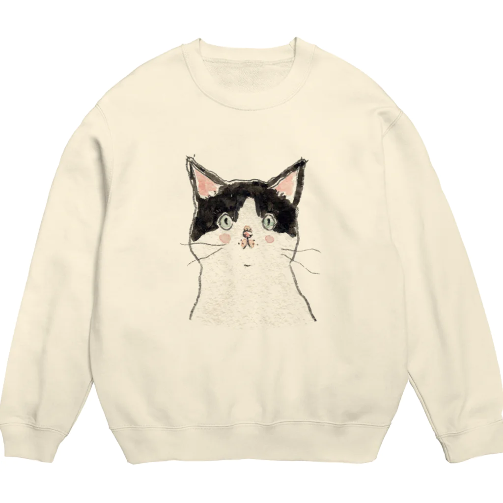 トコロコムギのキミを見つめるハチワレにゃんこ〜そろそろご飯の時間では？〜 Crew Neck Sweatshirt