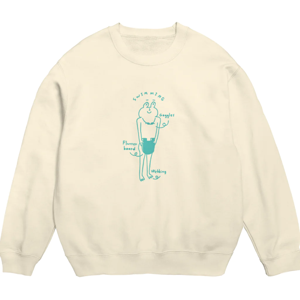 PokuStarの水泳　カエルとビート板 Crew Neck Sweatshirt