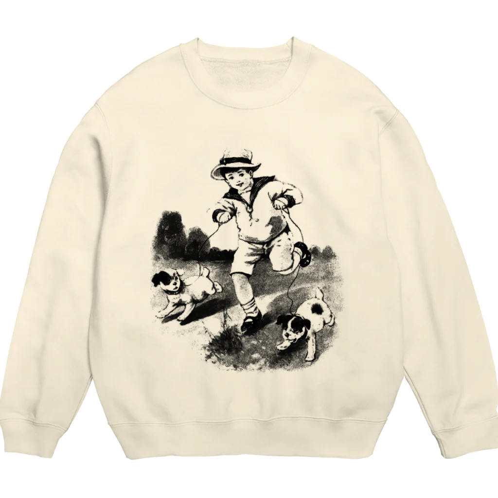 Saza-nami Antique designの子犬とさんぽ！ Crew Neck Sweatshirt