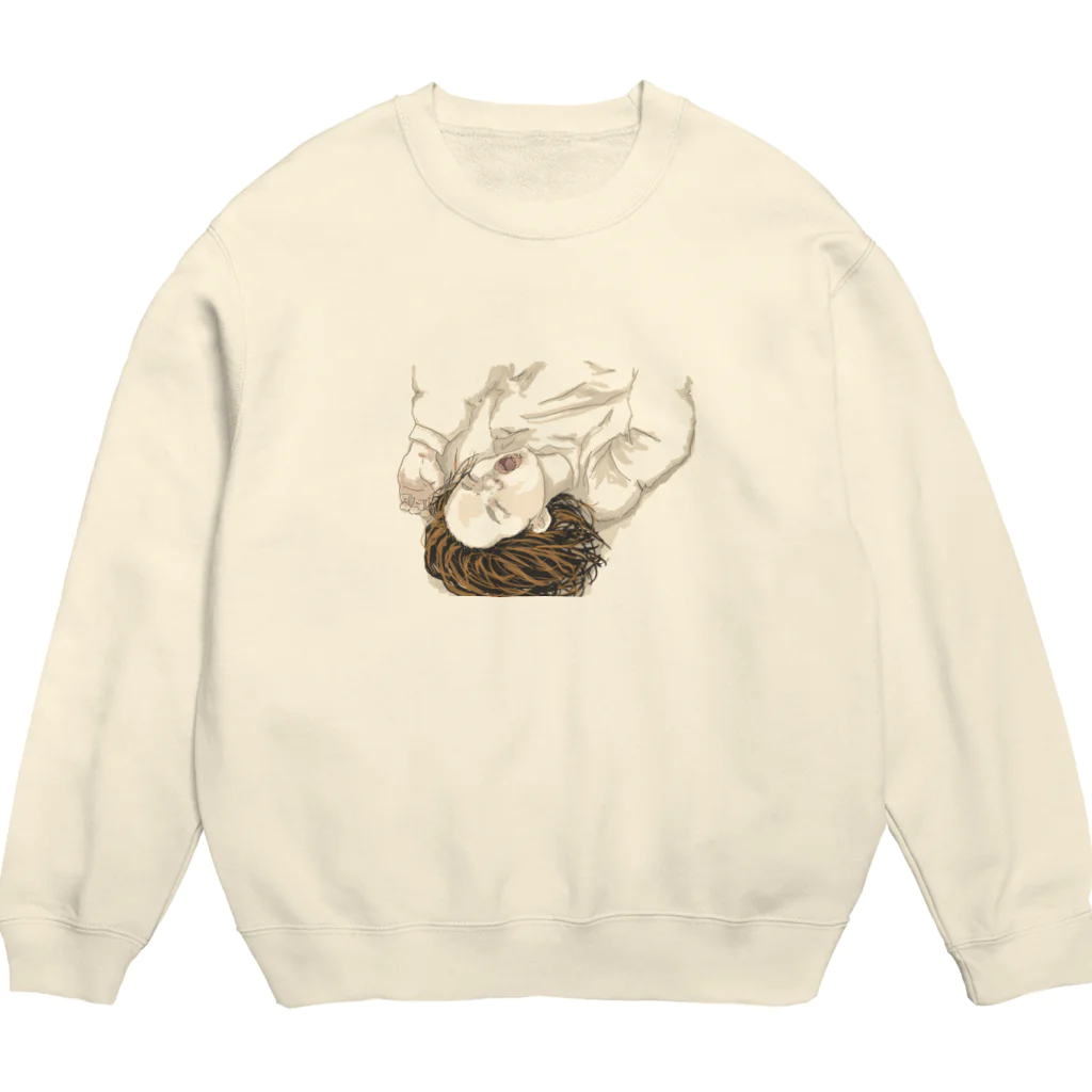 もりぐち🍃の冬の朝はまだ眠い Crew Neck Sweatshirt