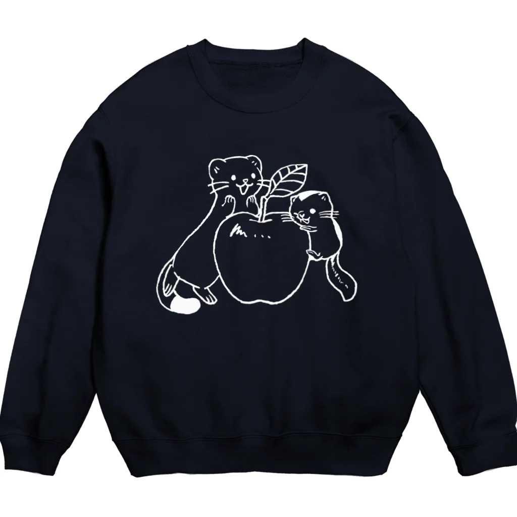 M&Bworksたかむらすずなのオコジョとヤマネとおいしいりんご Crew Neck Sweatshirt