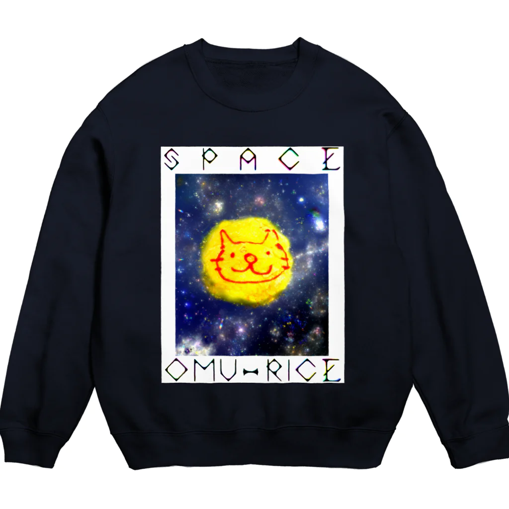 mofmenomossoのスペースオムライス猫 Crew Neck Sweatshirt