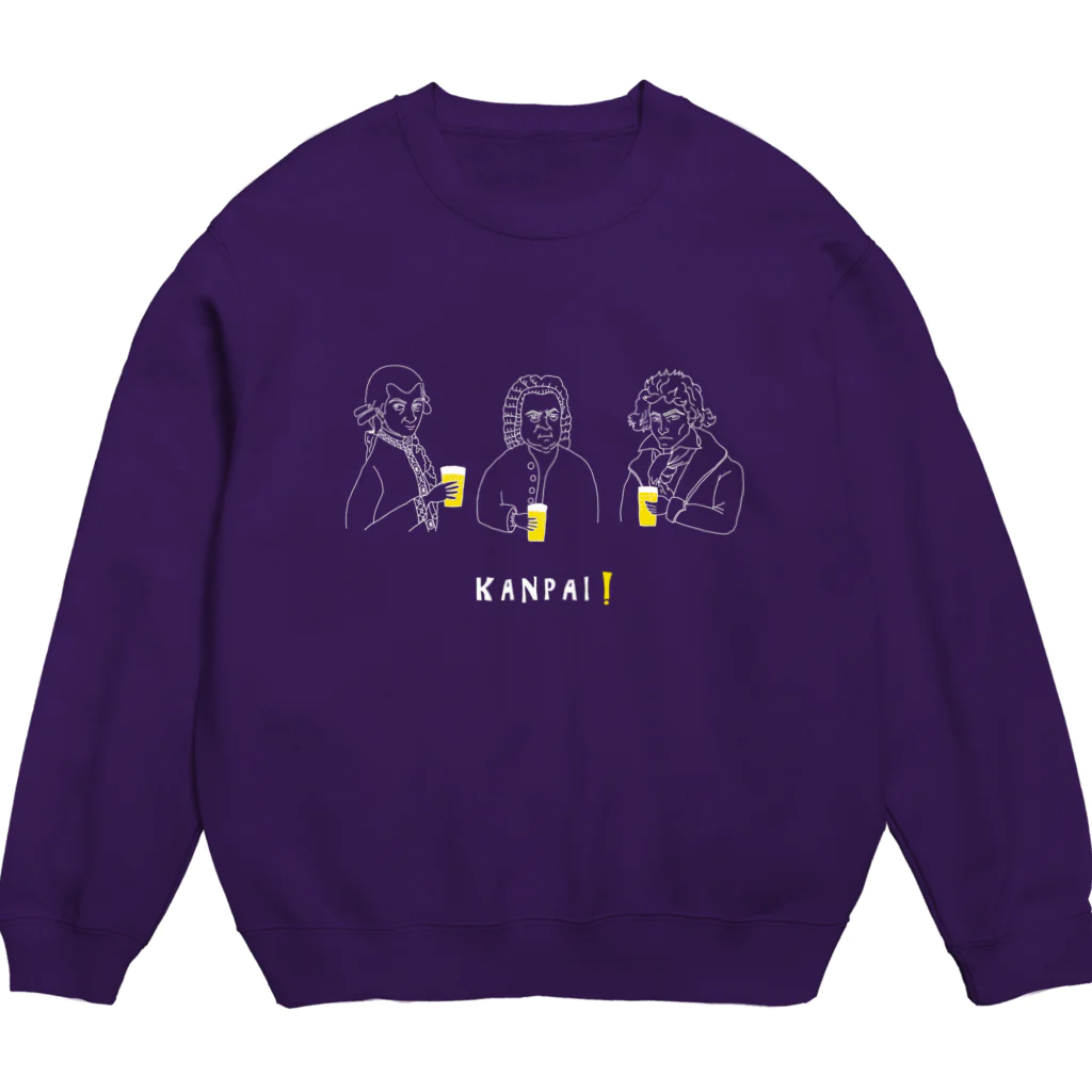 ビールとアート TM-3 Designの偉人 × BEER（三人の音楽家）白線画 Crew Neck Sweatshirt