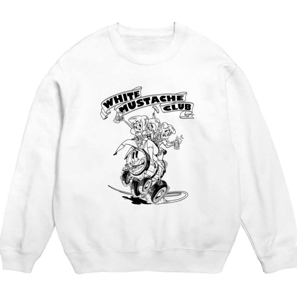 nidan-illustrationの"WHITE MUSTACHE CLUB"(タイトルなし)) Crew Neck Sweatshirt