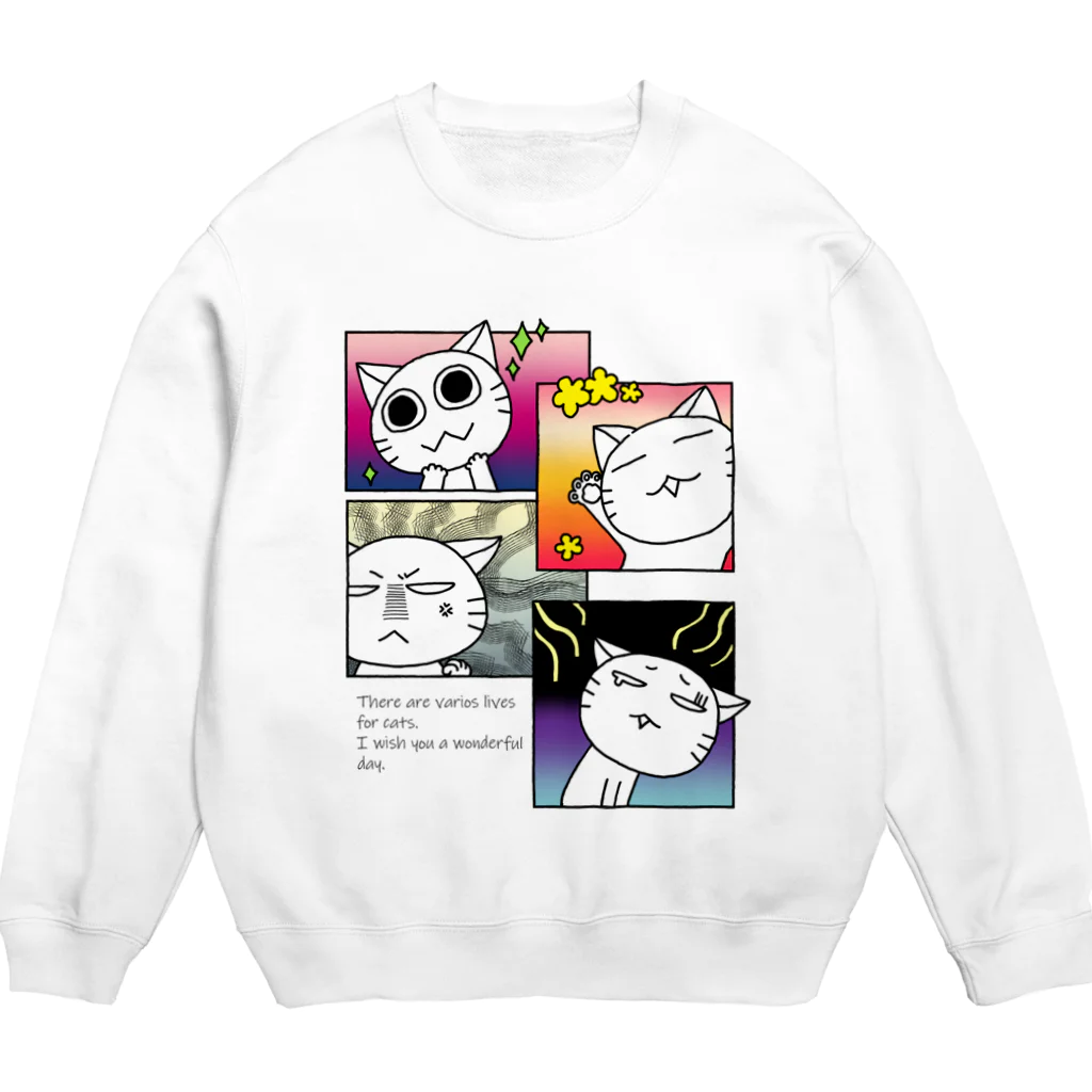 ばんちゃ🐱にゃんこ恩返しショップの喜怒哀楽のにゃんこ Crew Neck Sweatshirt