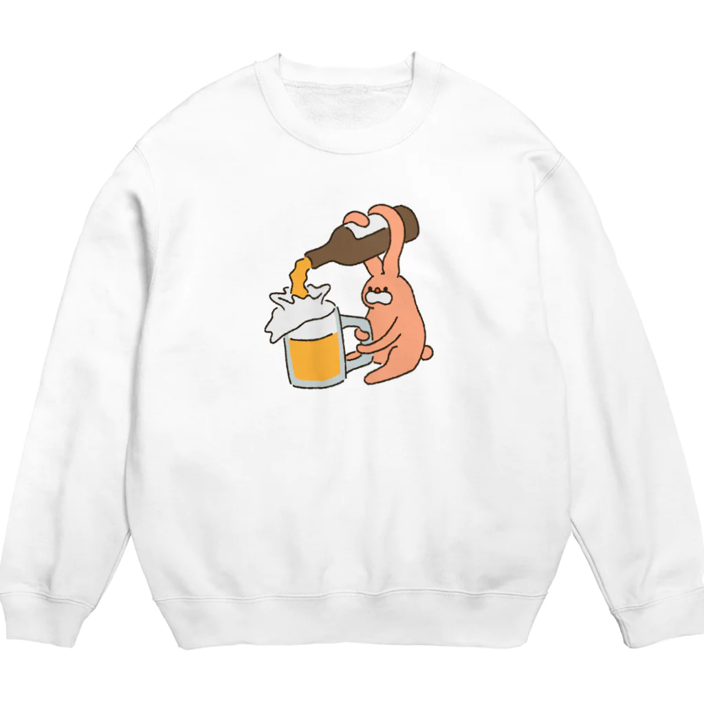 働きたくないの手酌うさぎ Crew Neck Sweatshirt