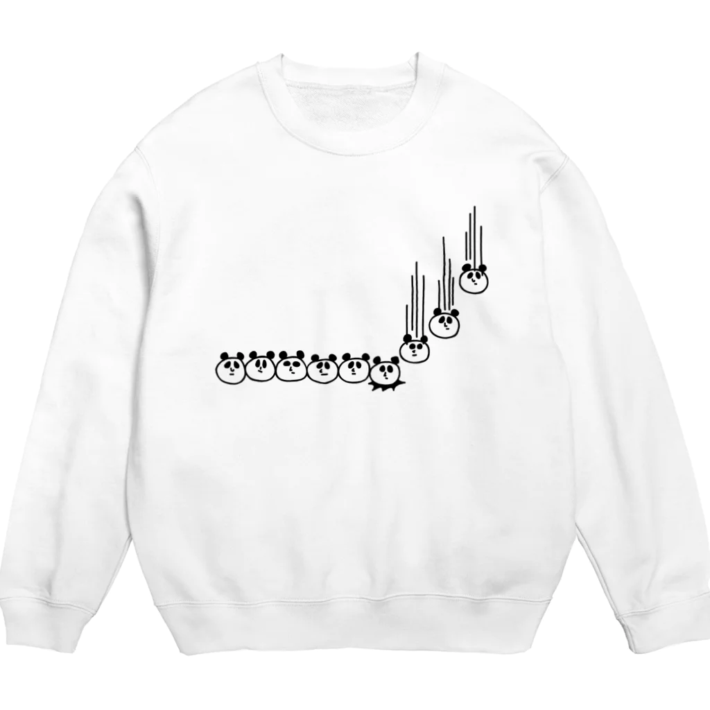 PokuStarの順番に落ちてくるパンダ Crew Neck Sweatshirt