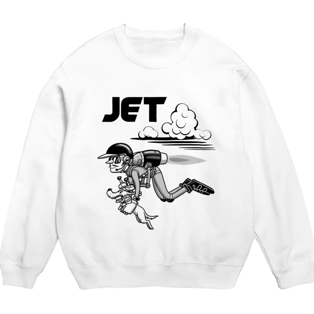 nidan-illustrationのhappy dog -JET- (black ink) Crew Neck Sweatshirt