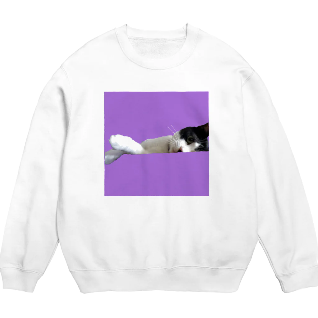 猫好きの横たわりはちわれ猫 Crew Neck Sweatshirt