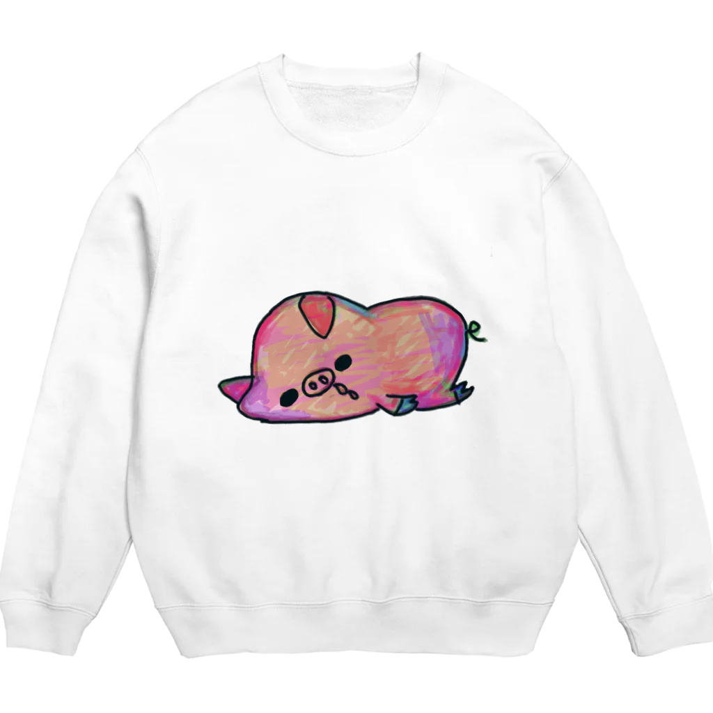 ぶたさんHOUSEのおやすみ豚くん Crew Neck Sweatshirt