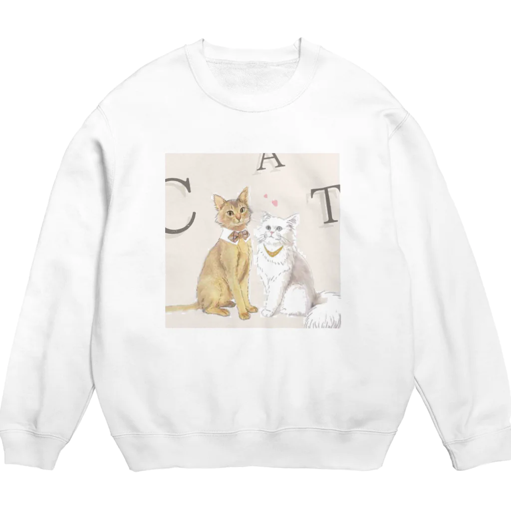 似顔絵婚姻届/スマホDIY婚姻届~ai.create~の無料婚姻届♡猫ちゃん普段VER. Crew Neck Sweatshirt