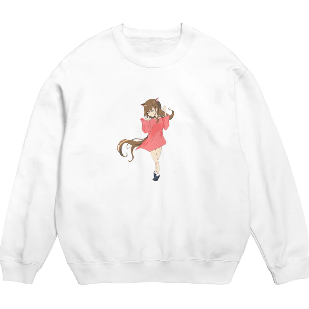 みねの庭の猫耳女の子 Crew Neck Sweatshirt