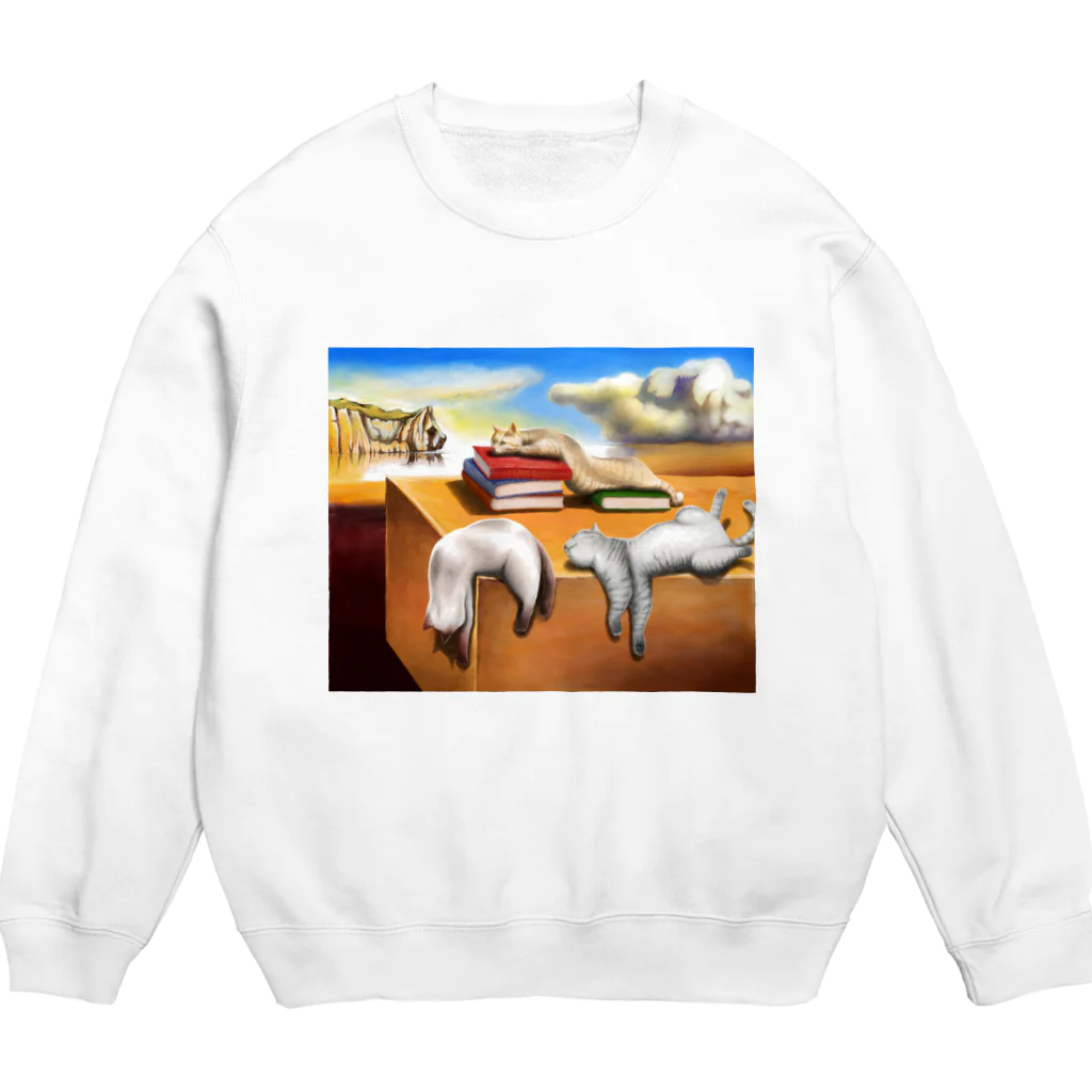 Neko-Shika-KatanのMelting Cats 溶ける猫 Crew Neck Sweatshirt