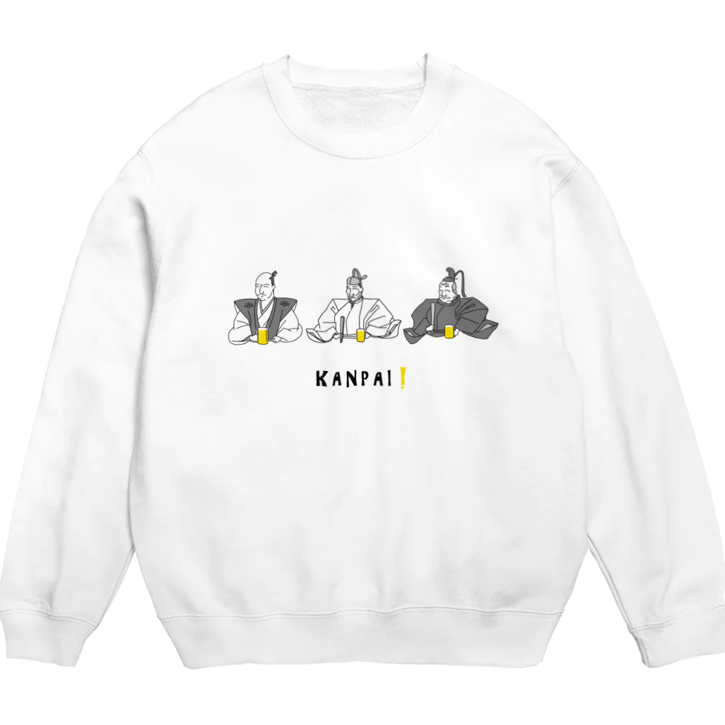 ビールとアート TM-3 Designの偉人 × BEER（三英傑）黒線画 Crew Neck Sweatshirt