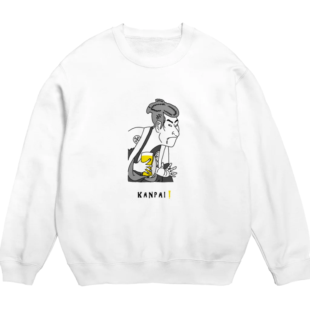 ビールとアート TM-3 Designの名画 × BEER（写楽）黒線画 Crew Neck Sweatshirt