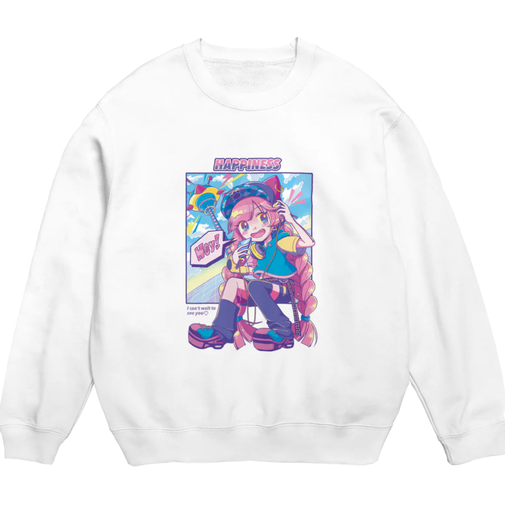 かじふさぬる娘のHappiness sweat Crew Neck Sweatshirt