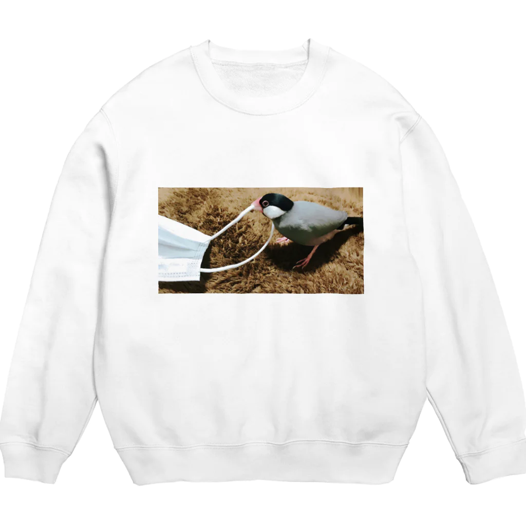 tan8denchiのマスク文鳥 Crew Neck Sweatshirt