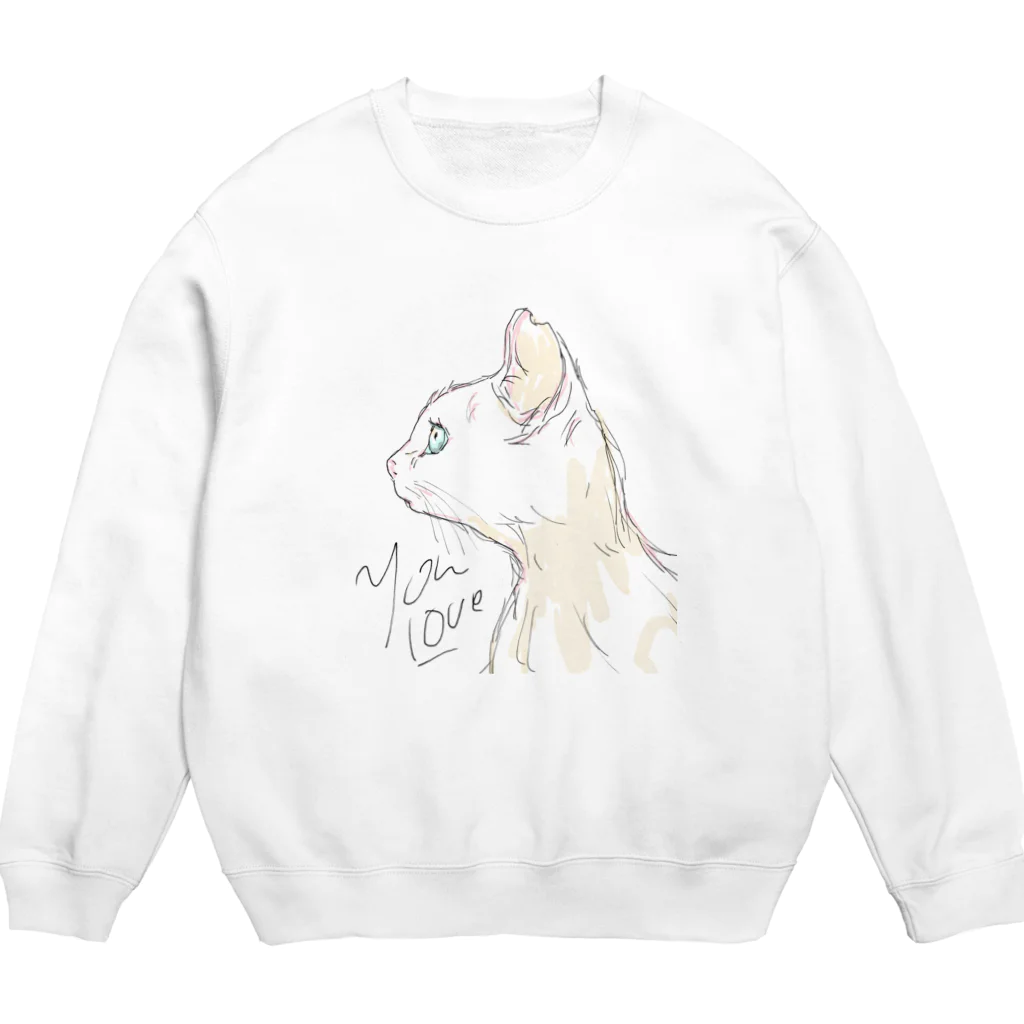 Aimé le chatのかわいいちゃんの青い眼シリーズ Crew Neck Sweatshirt