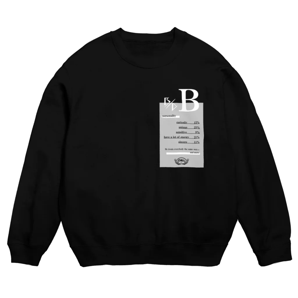 CHILL etc.のB型★モノクロ Crew Neck Sweatshirt