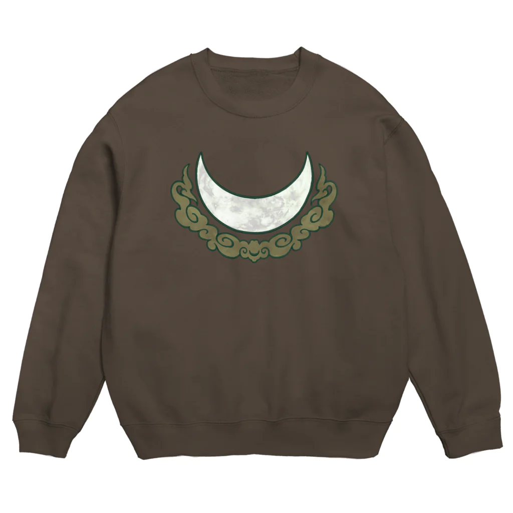 竹条いちいのツキノワ moss green Crew Neck Sweatshirt