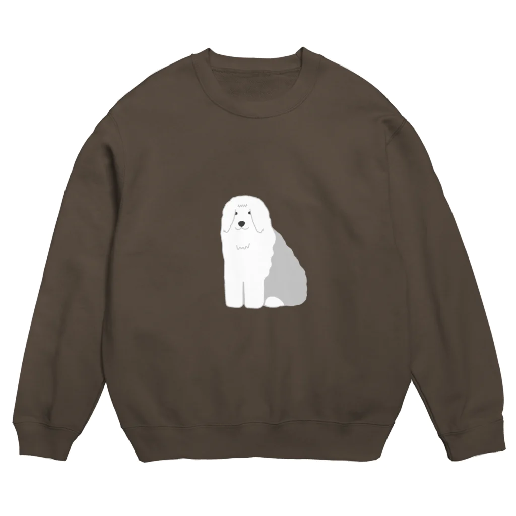 ゆいたっく／犬イラストのオールドイングリッシュシープドッグ Crew Neck Sweatshirt