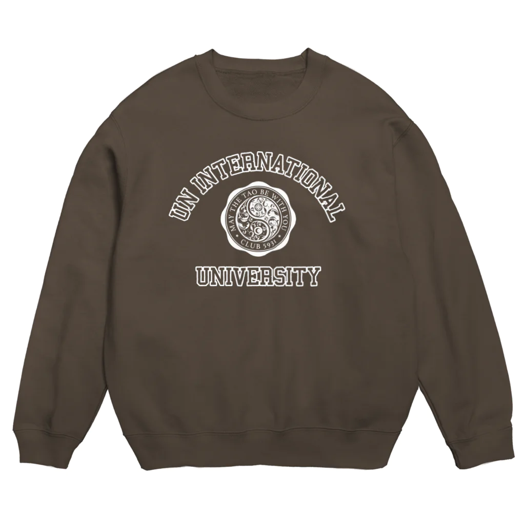 【SEVA】 （雲黒斎 公式ショップ ）のUN INTERNATIONAL UNIVERSITY（WHITE PRINT） Crew Neck Sweatshirt