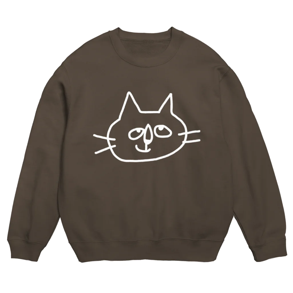 小鳥と映画館のなんか思いついちゃった猫 ホワイト Crew Neck Sweatshirt