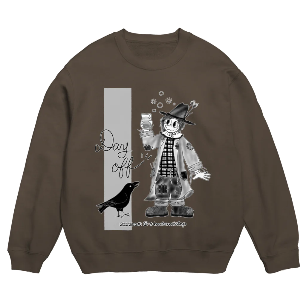 a-bow's workshop(あーぼぅズ ワークショップ)のDay off (かかしくんの休日) Crew Neck Sweatshirt