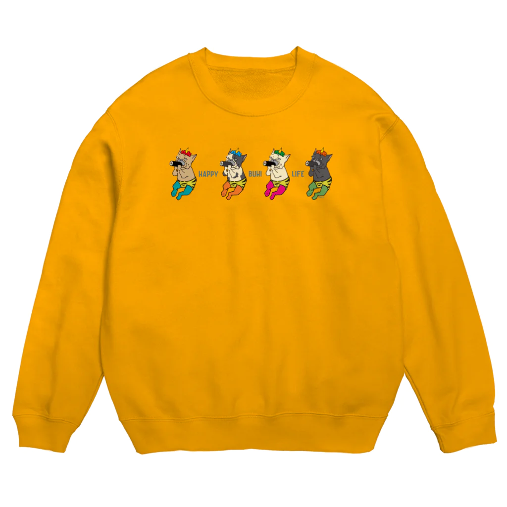 HAPPY_BUHI_LIFEのHAPPY BUHI LIFE 恵方巻きなスウェット（ブルー） Crew Neck Sweatshirt