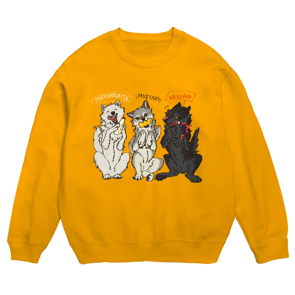 タタナ幻獣館のマヨネーズマスタードケチャップなオオカミ Crew Neck Sweatshirt