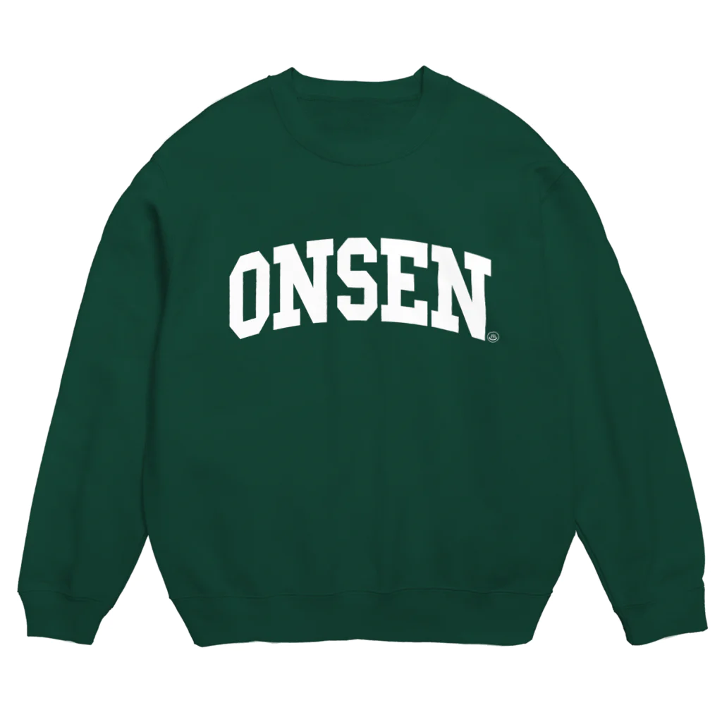 温泉グッズ@ブーさんとキリンの生活の温泉大学（ホワイト） Crew Neck Sweatshirt