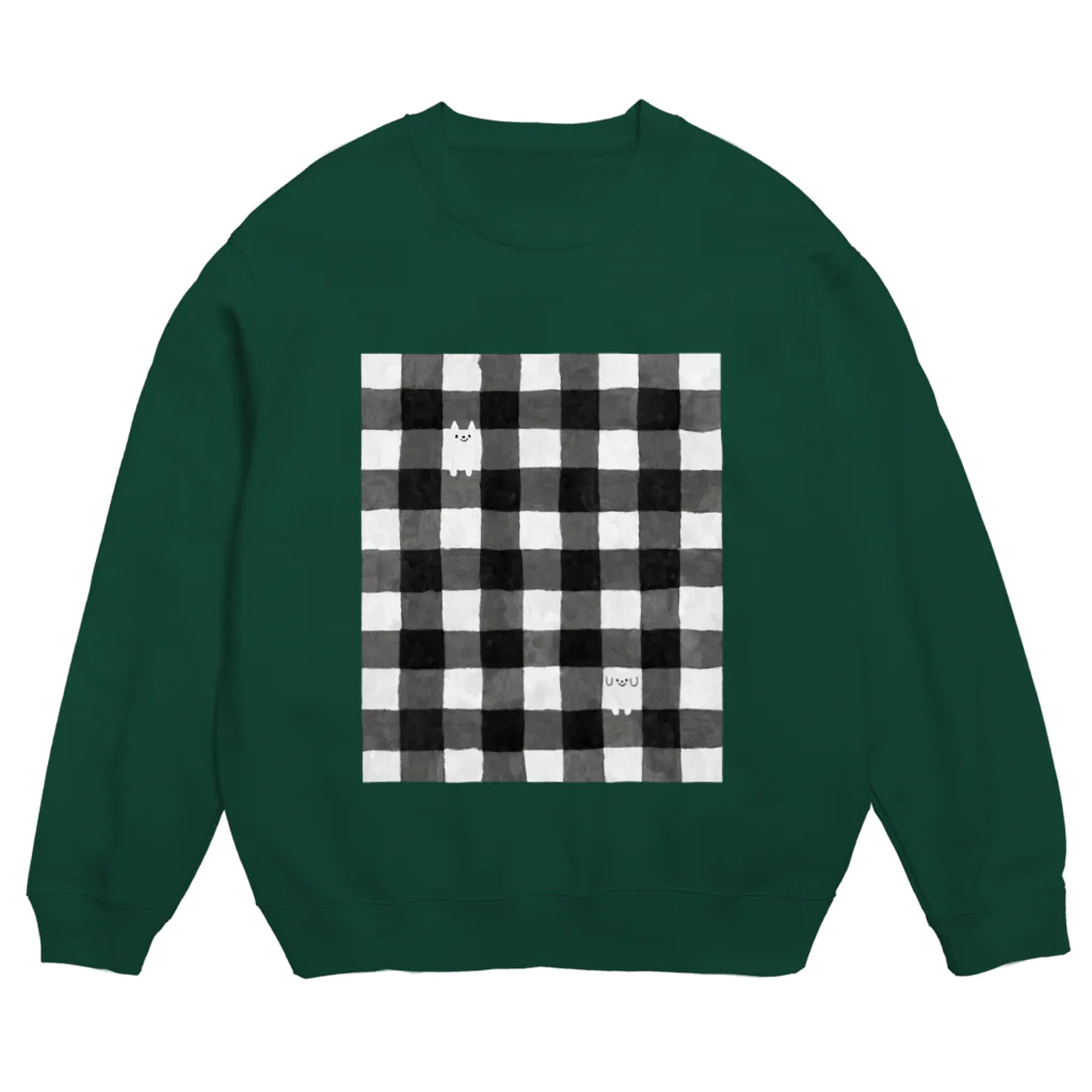 Omochi Studioのブロックチェックときどき犬 Crew Neck Sweatshirt