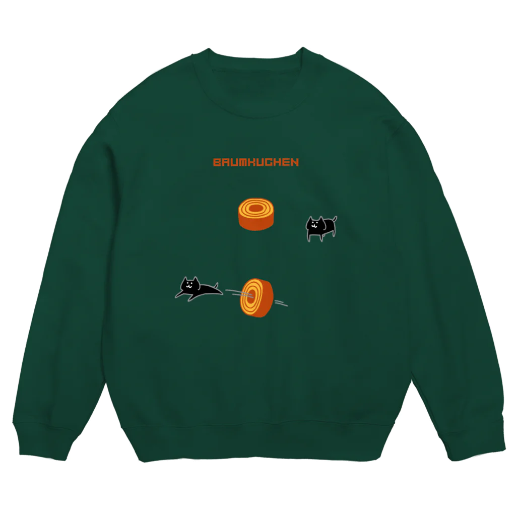 PokuStarのバウムクーヘンとネコ Crew Neck Sweatshirt