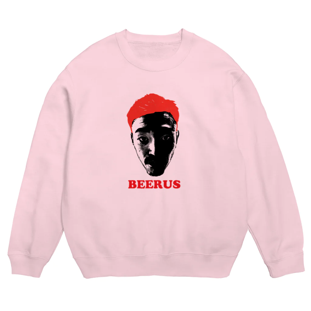 BEERUS ROLLCAKEのTHE BEERUS FACE  レッド Crew Neck Sweatshirt