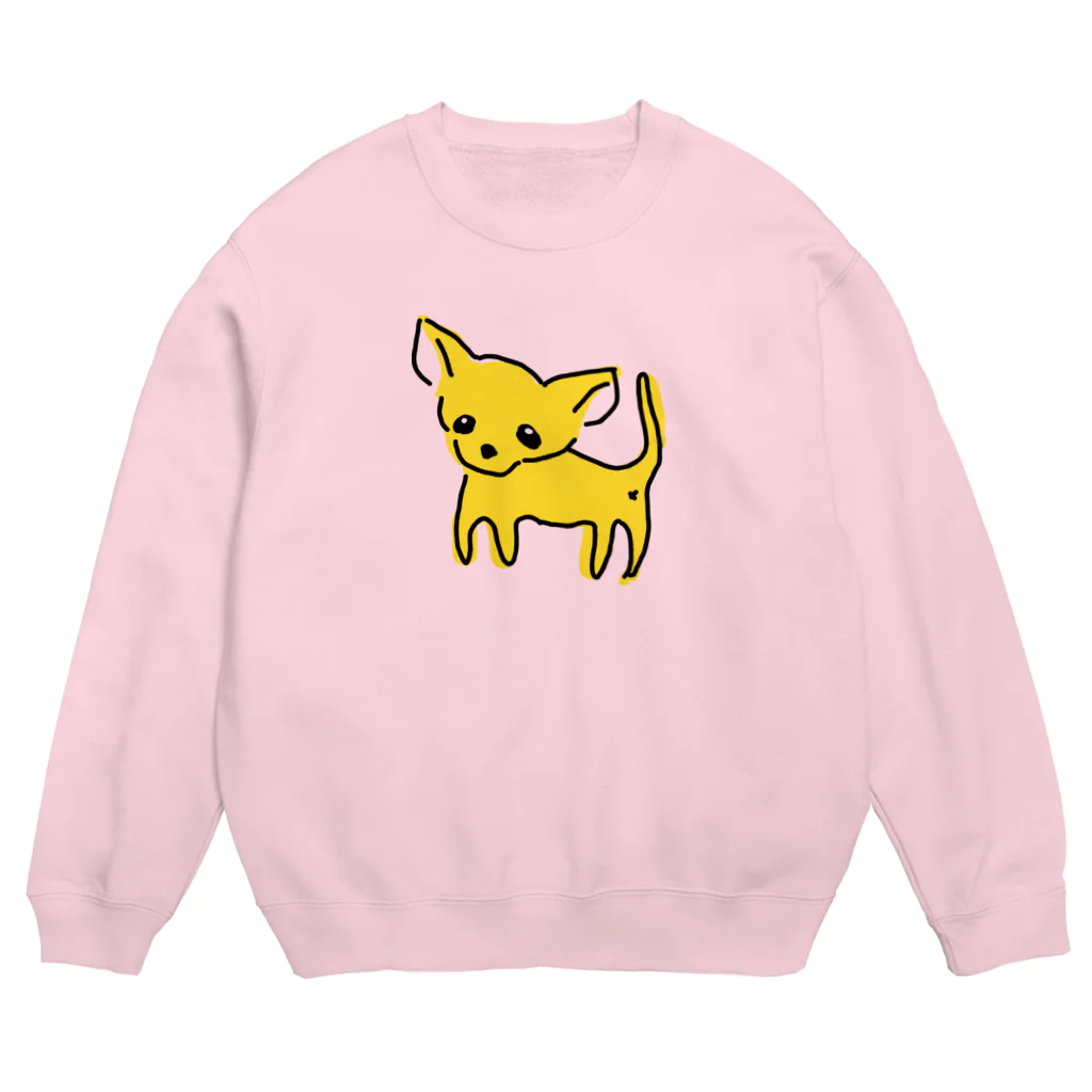 akane_art（茜音工房）のゆるチワワ（イエロー） Crew Neck Sweatshirt