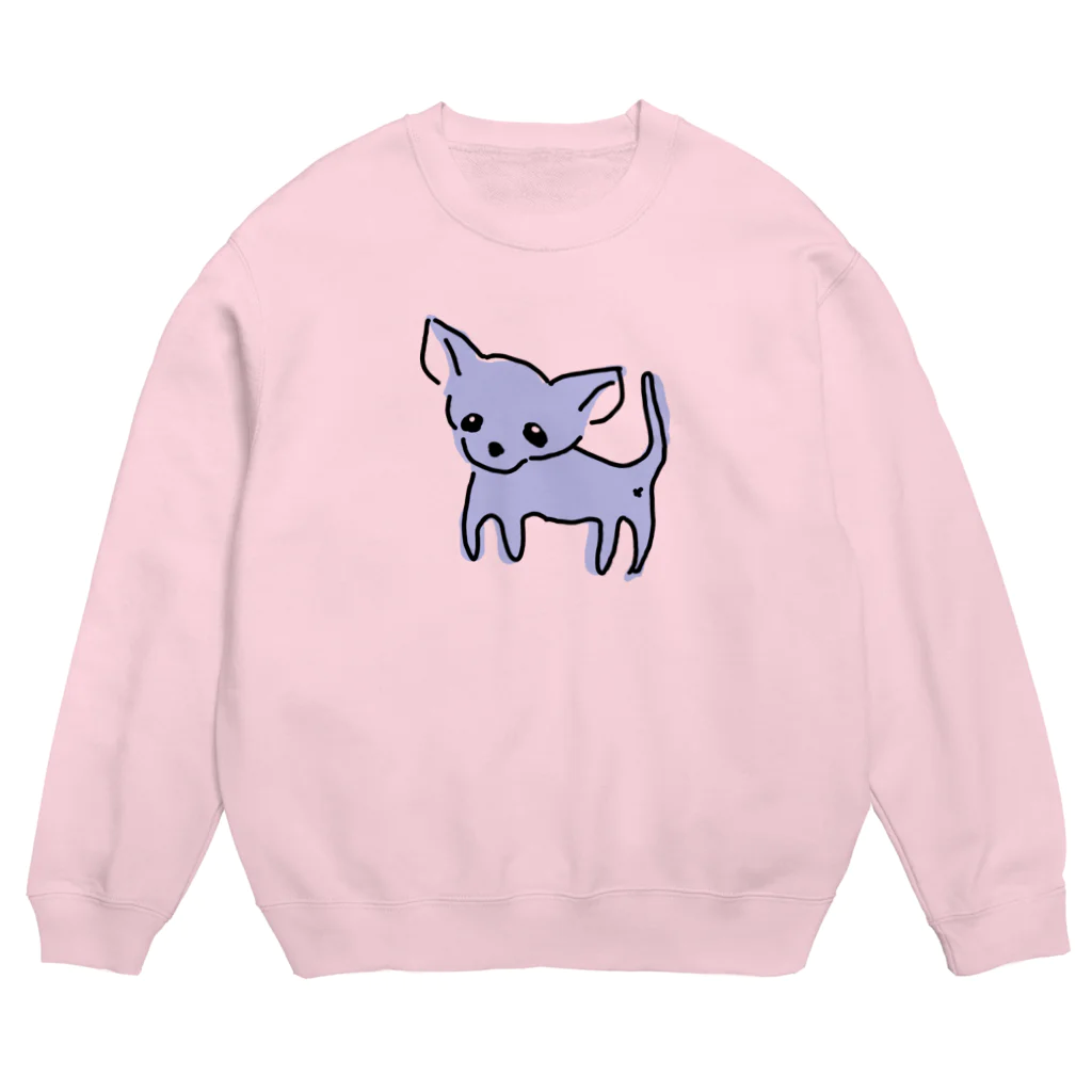 akane_art（茜音工房）のゆるチワワ（ブルー） Crew Neck Sweatshirt