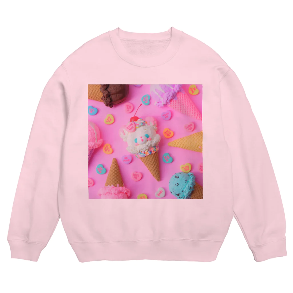 fancy fake sweets Marianne☆のくまちゃんアイス🍦 Crew Neck Sweatshirt