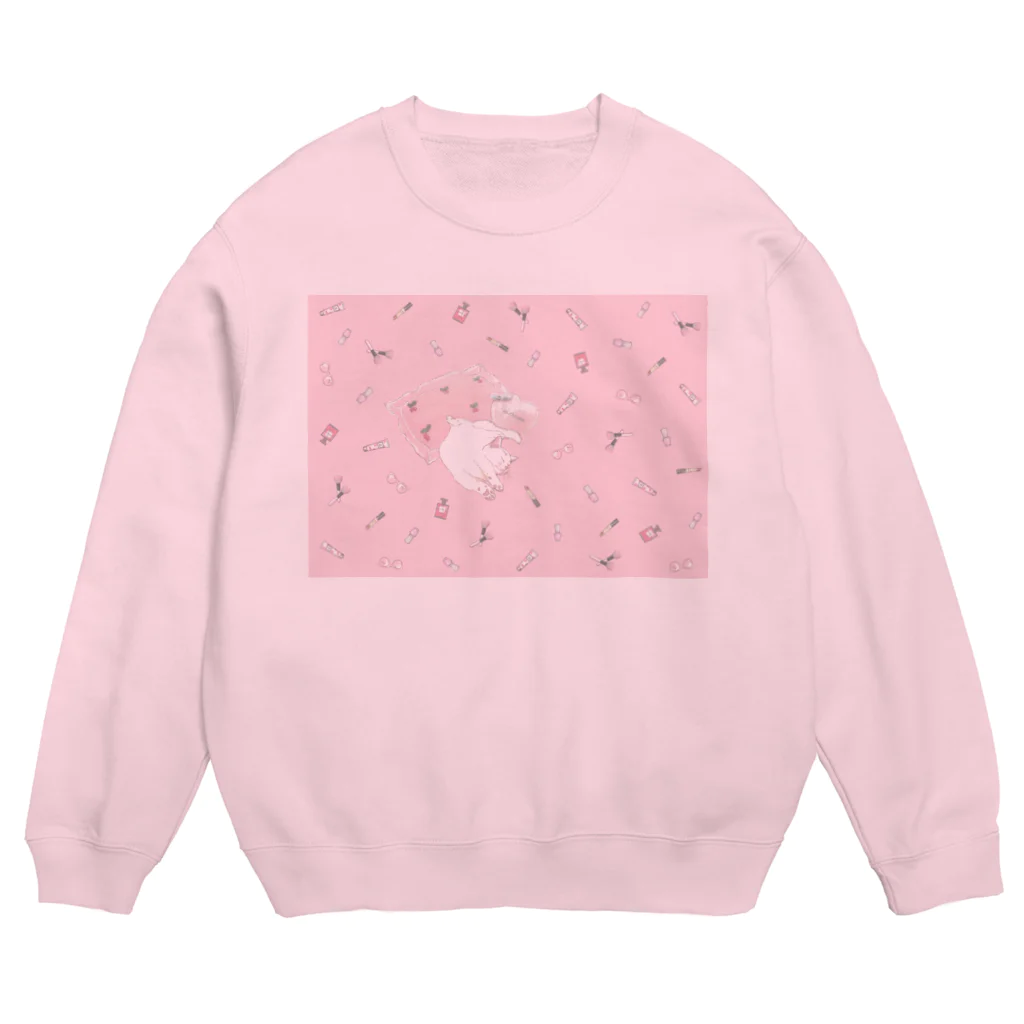 似顔絵婚姻届/スマホDIY婚姻届~ai.create~のおねむｚｚｚ白猫ちゃん♡ピンク Crew Neck Sweatshirt