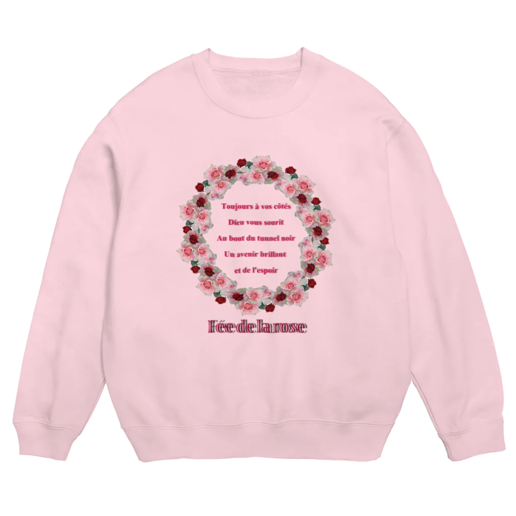 fée de la roseのピンクのローズリース Crew Neck Sweatshirt