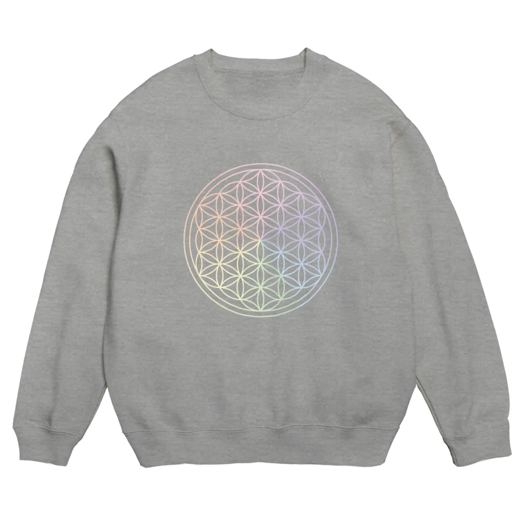 フラワーオブライフ（神聖幾何学）専門店のフラワーオブライフ（rainbow） Crew Neck Sweatshirt