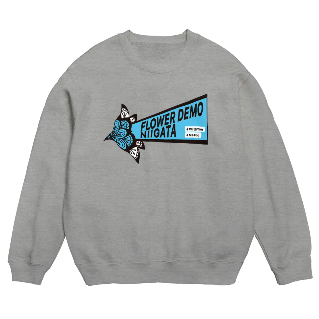 FlowerDemoNIIGATAのロゴ ブルー Crew Neck Sweatshirt