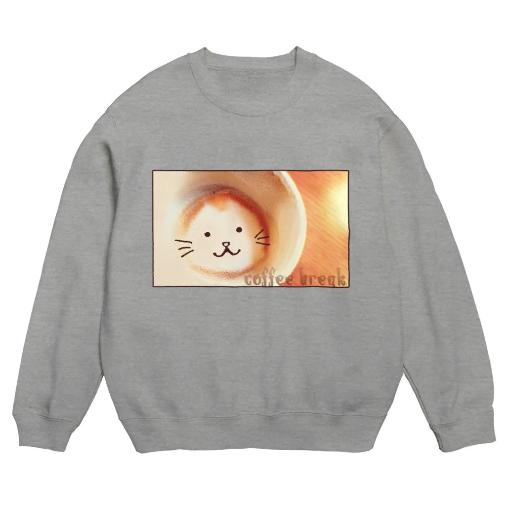 mofmenomossoのカプチーノ猫 Crew Neck Sweatshirt