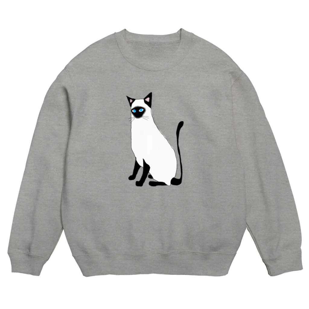 小鳥と映画館の青い目のシャム猫 Crew Neck Sweatshirt