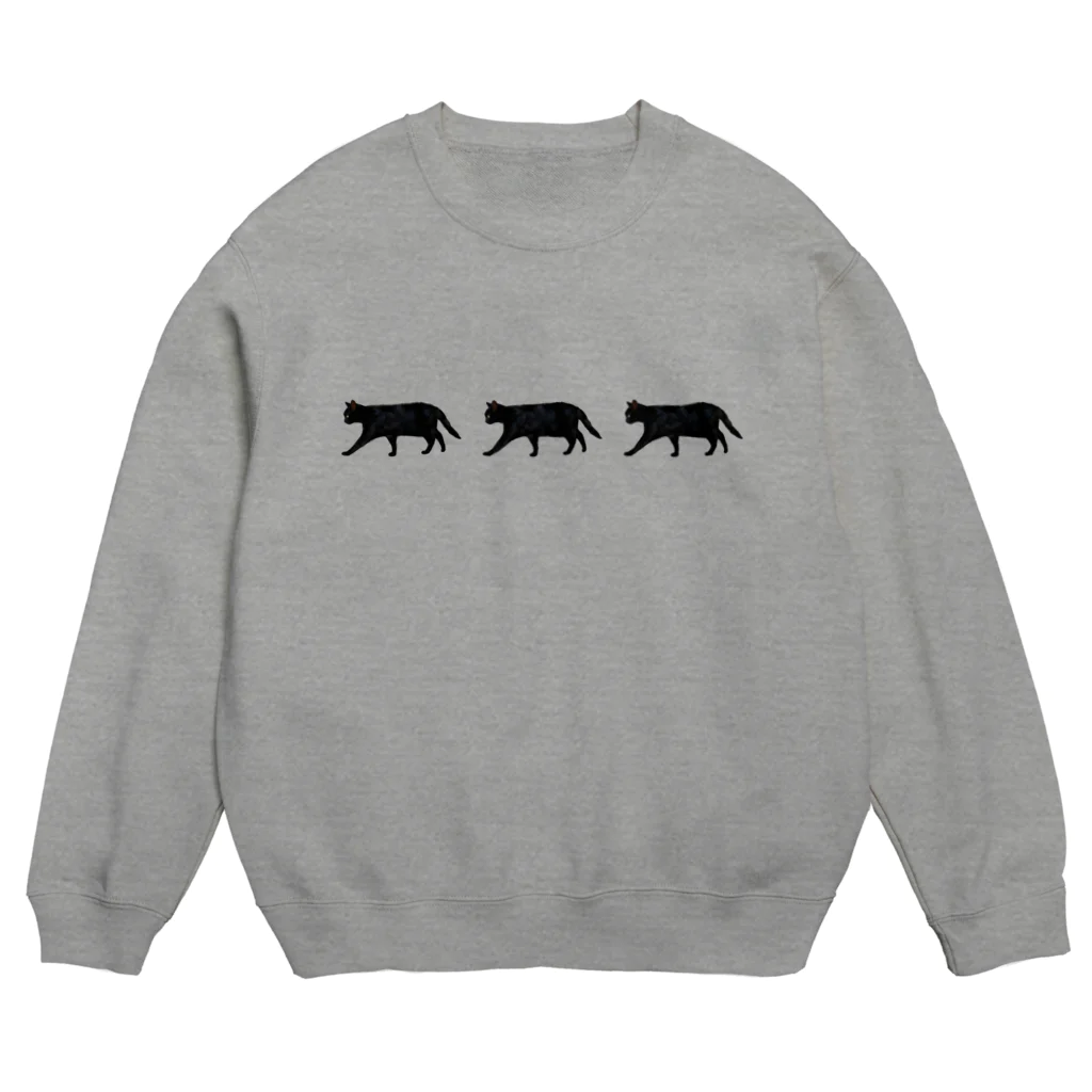 小鳥と映画館の黒猫の行進 Crew Neck Sweatshirt