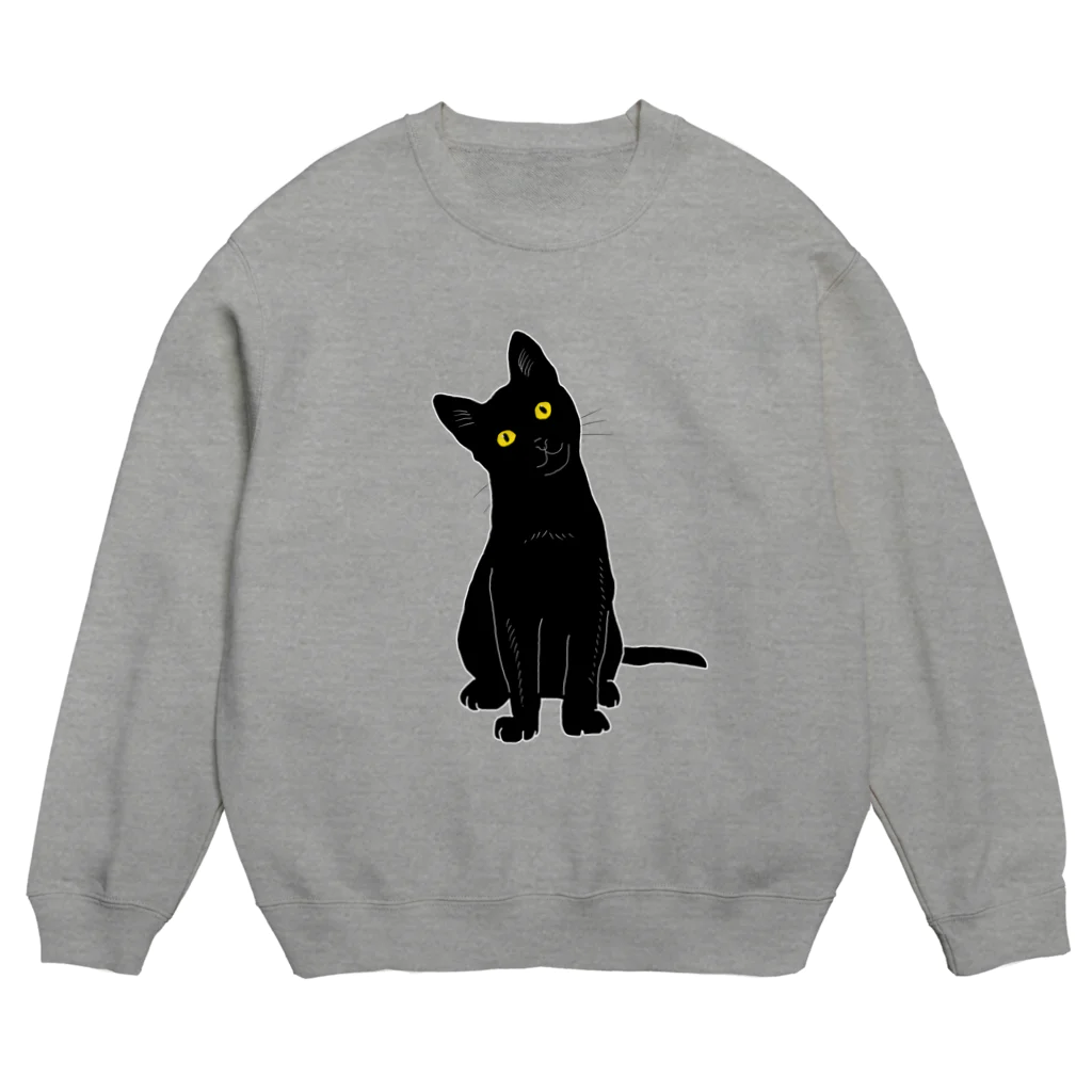 小鳥と映画館の小首をかしげるあざとい黒猫ちゃん Crew Neck Sweatshirt