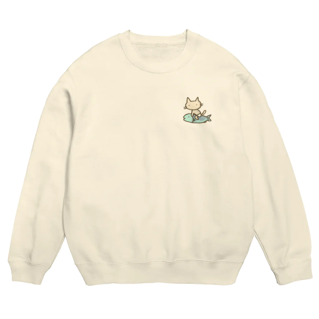 さくらもち市長のSUZURI商店の【ワンポイント】パンツねこ移動中 Crew Neck Sweatshirt